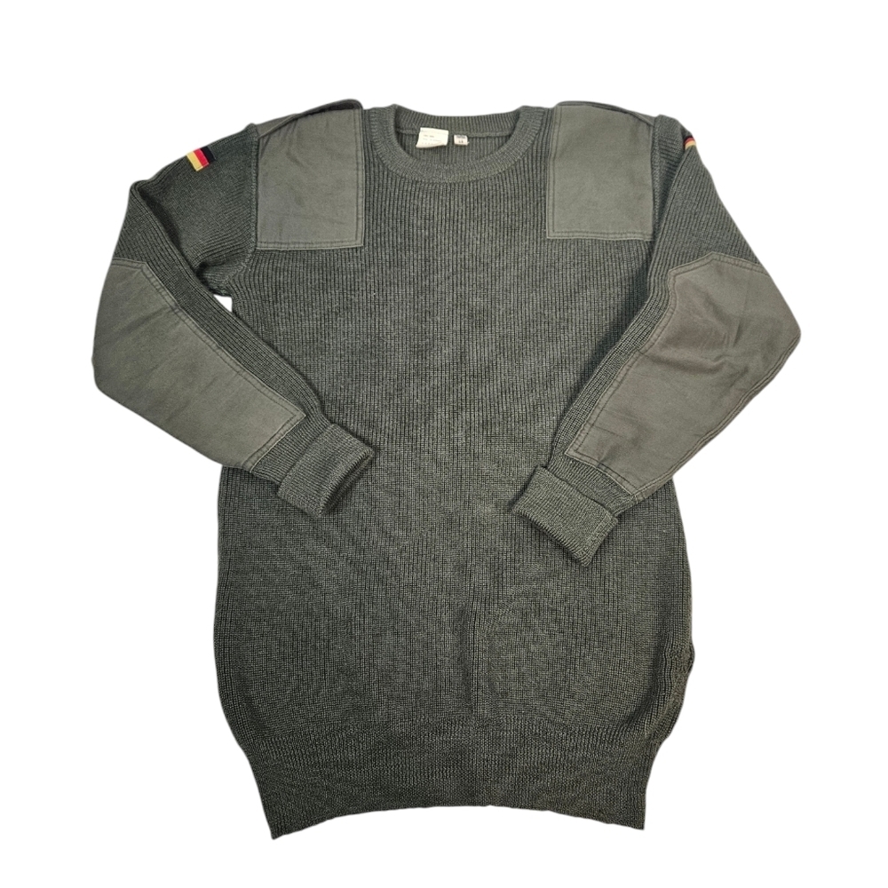 Vintage German Commando Olive Green Ribbed Knit Wool Sweater Size Medium Men C85